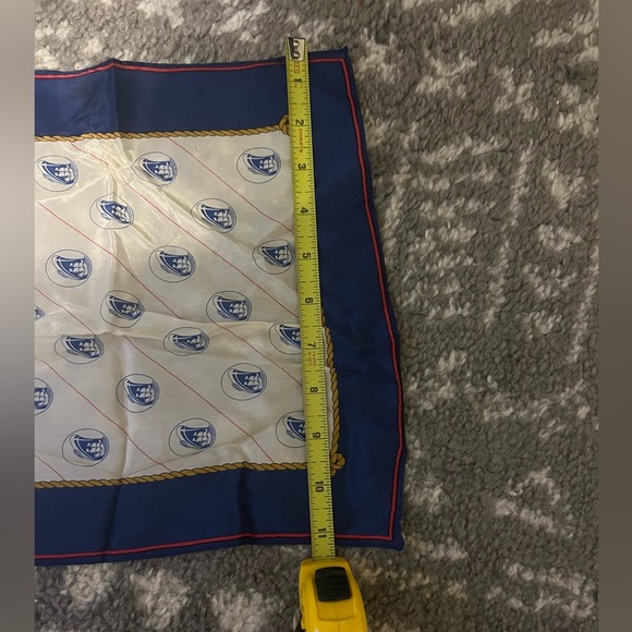 Holland America nautical 100% silk scarf Blue and White Patterned Scarf (D-308) - Picture 10 of 11